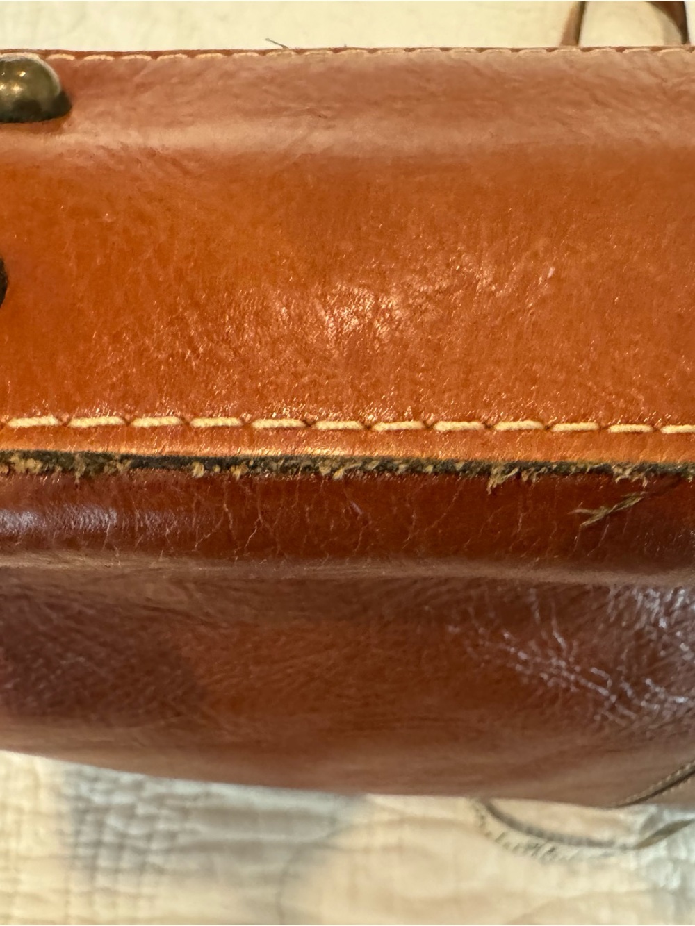 Patricia Nash Cognac Leather Embossed Floral Shoulder Tote Bag Western Boho - Picture 13 of 16